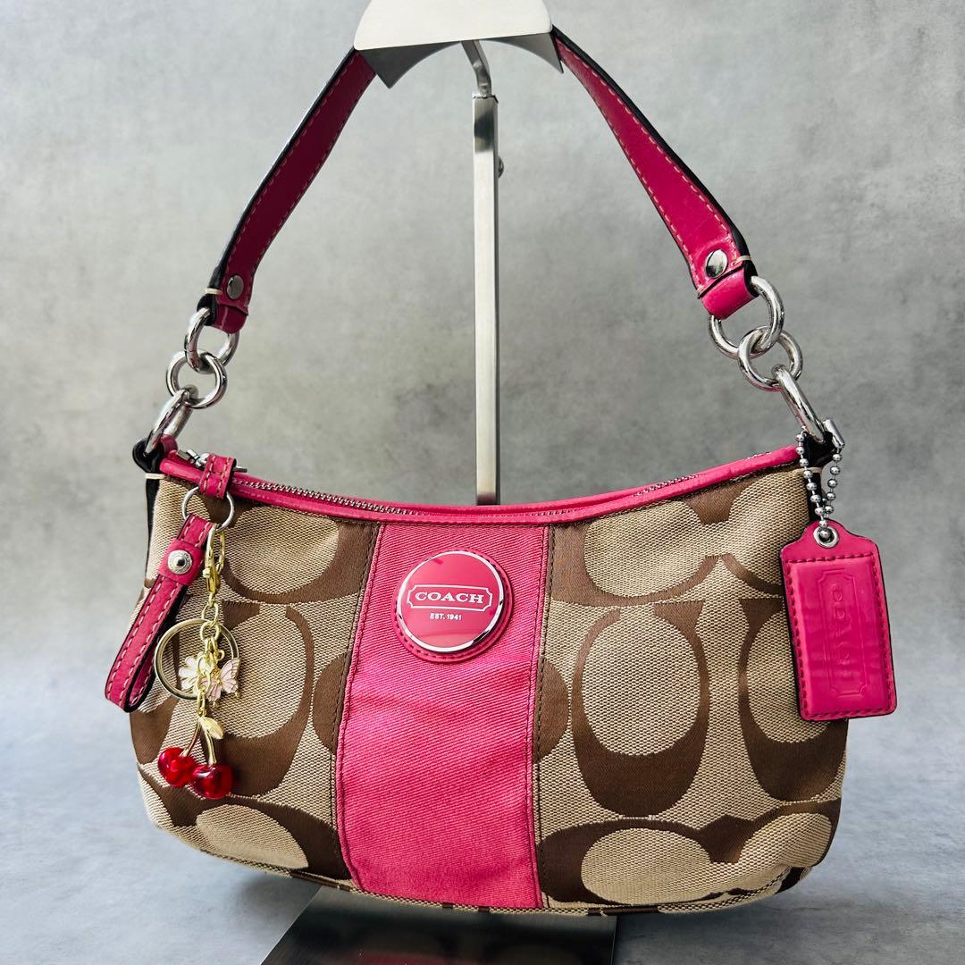 Y2K COACH PINK Signature Hobo 2way Bag 2