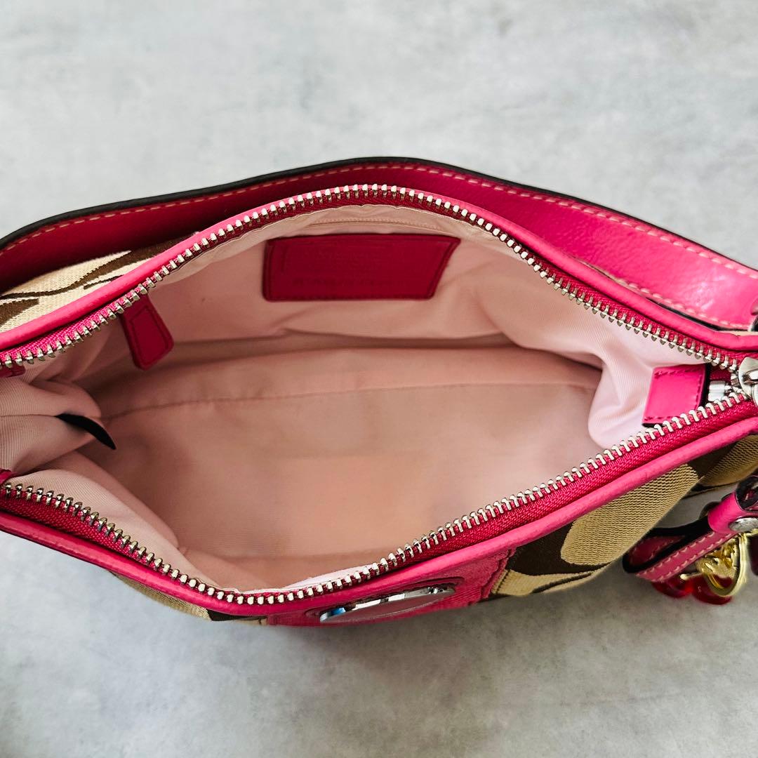 Y2K COACH PINK Signature Hobo 2way Bag 12