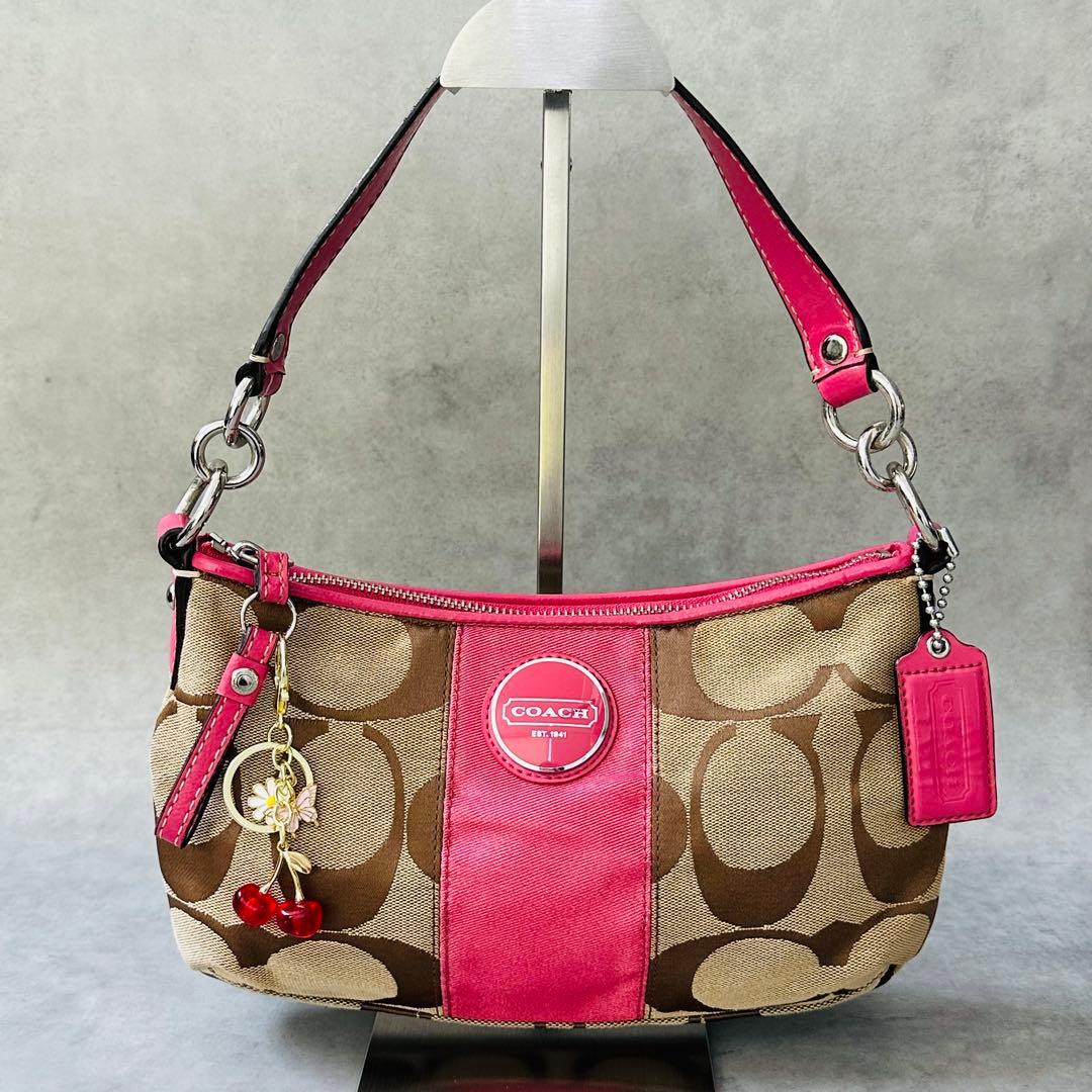 Y2K COACH PINK Signature Hobo 2way Bag 3