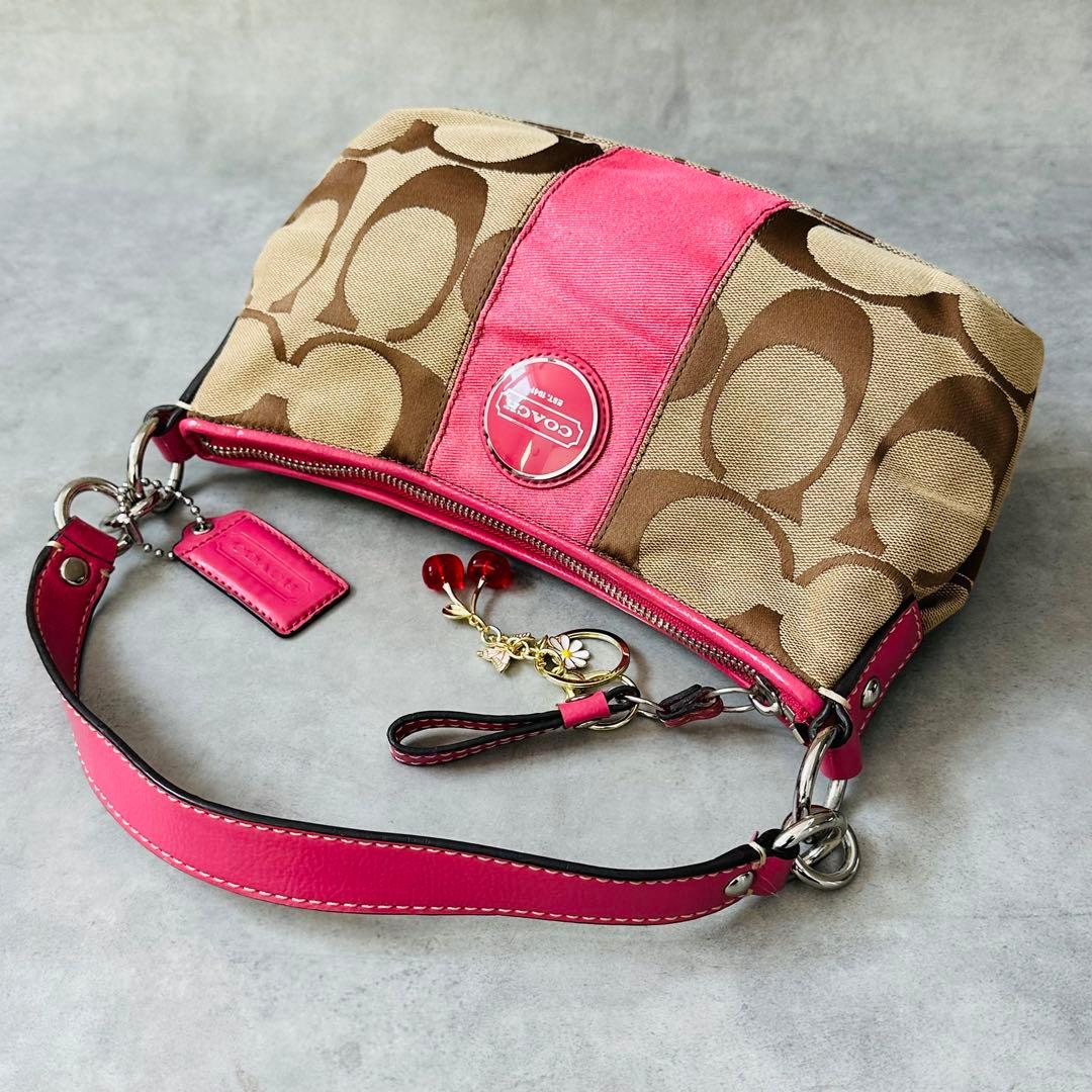 Y2K COACH PINK Signature Hobo 2way Bag 7