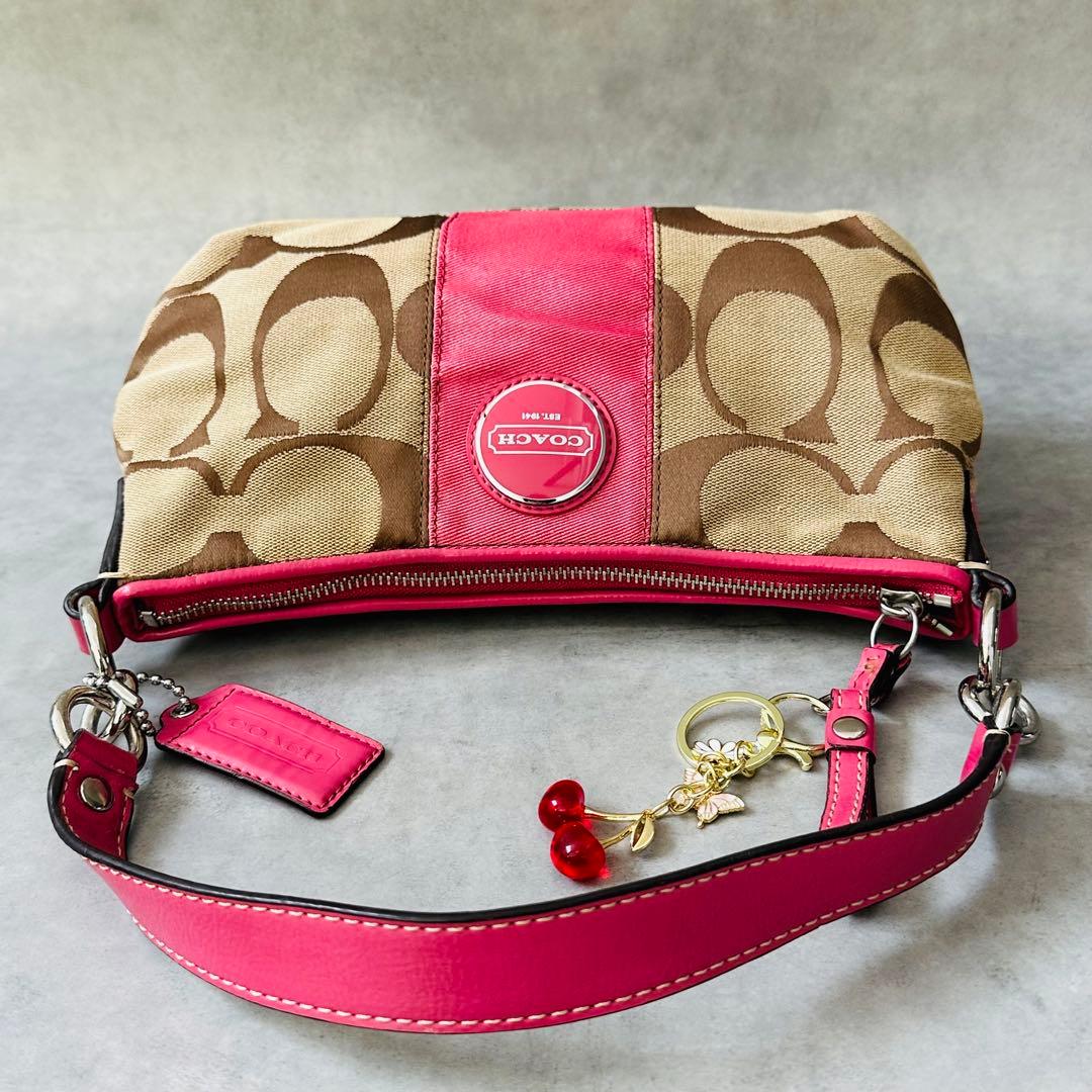 Y2K COACH PINK Signature Hobo 2way Bag 8