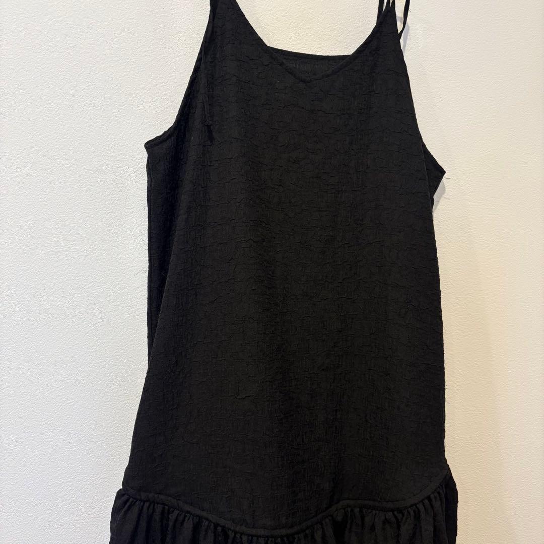 ノスタルジア キャミ ワンピース ティアード ブラック 黒　M ロング フレア 3