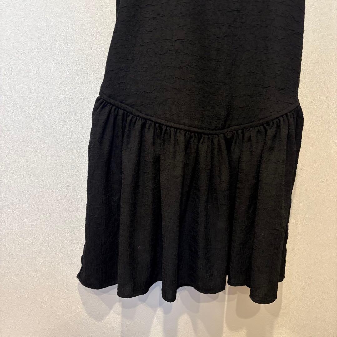 ノスタルジア キャミ ワンピース ティアード ブラック 黒　M ロング フレア 4