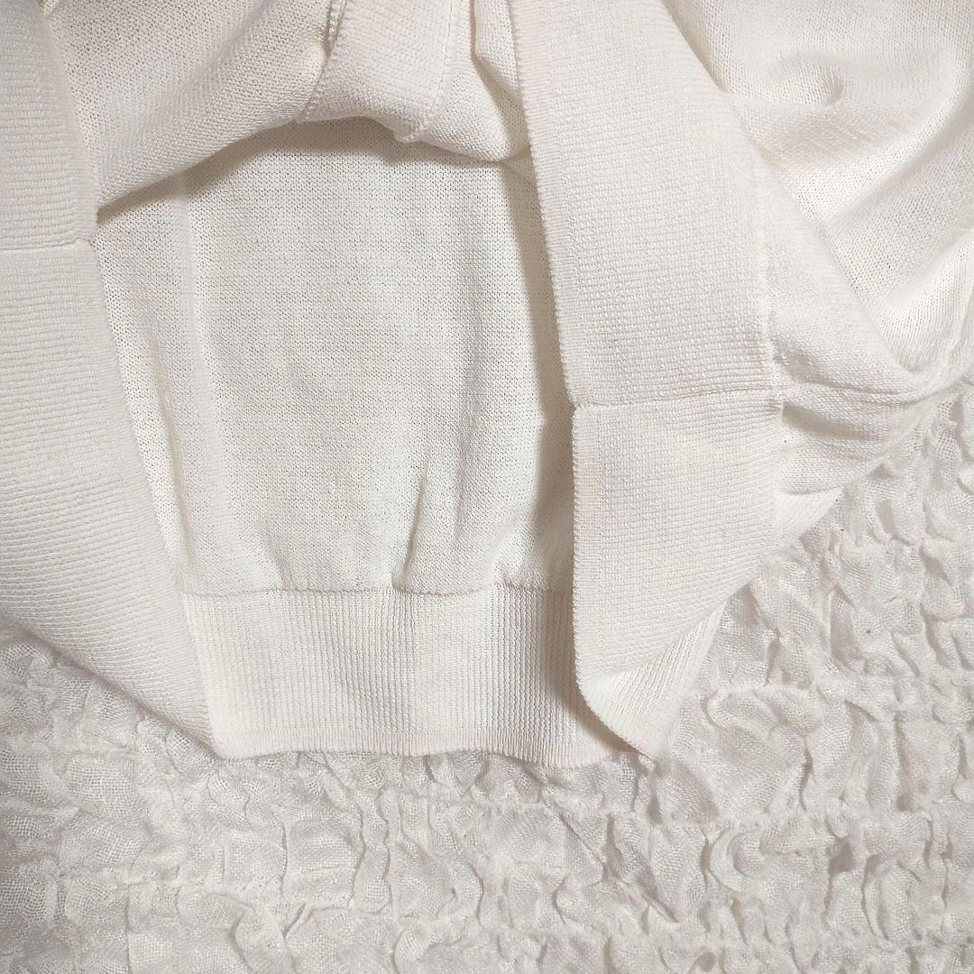 ikka イッカ オフホワイト Vネック カーディガン M シンプル着回し抜群 4