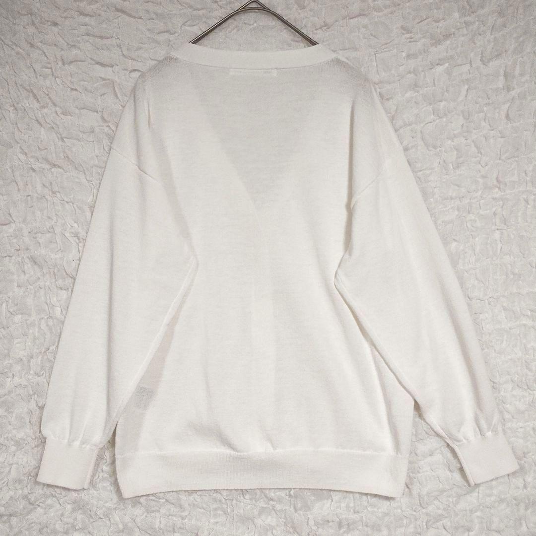 ikka イッカ オフホワイト Vネック カーディガン M シンプル着回し抜群 5