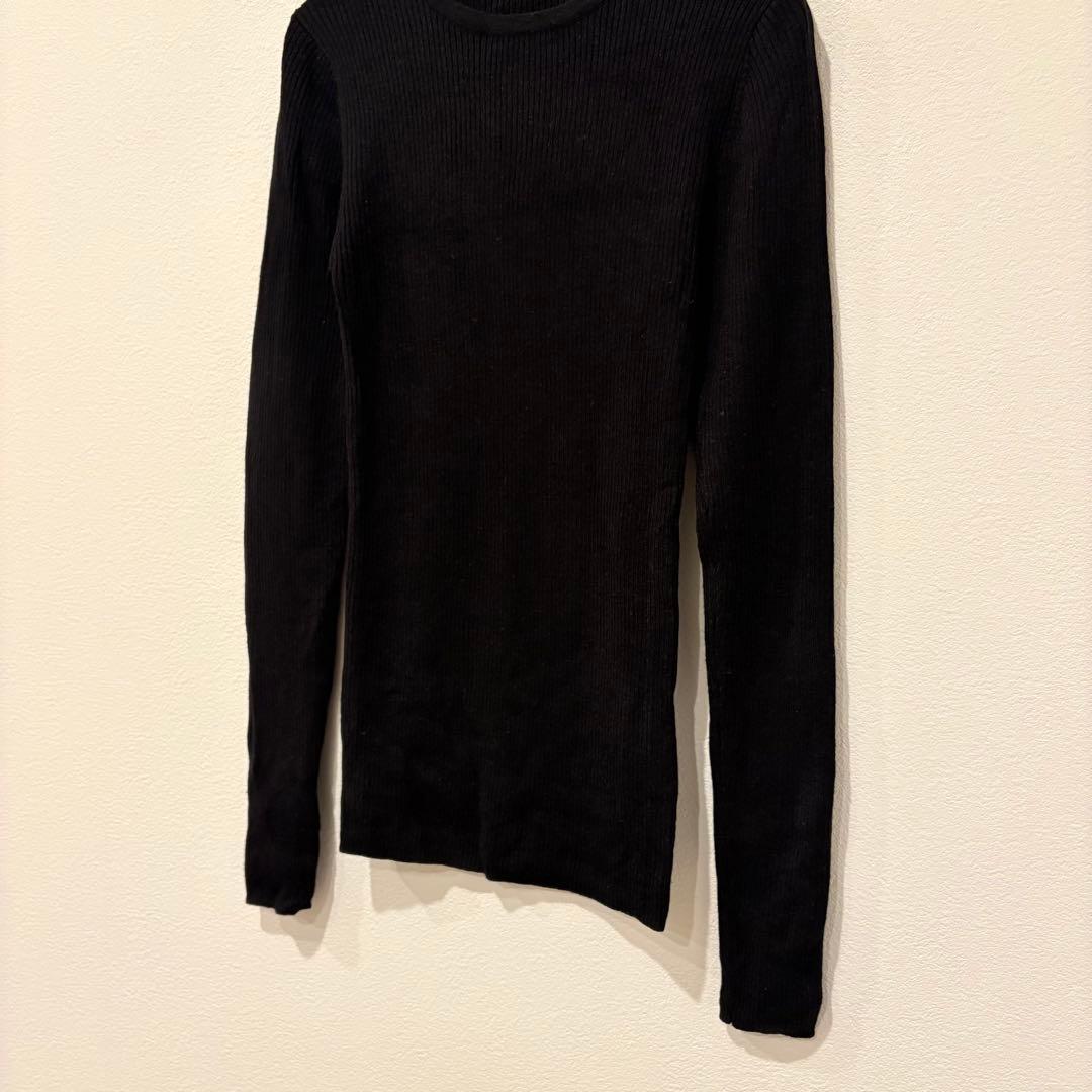 インデックス リブニット 長袖 クルーネック ブラック 黒　M シンプル　無地 3