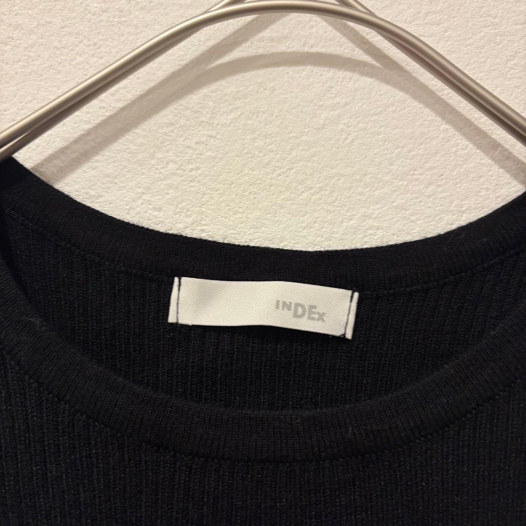 インデックス リブニット 長袖 クルーネック ブラック 黒　M シンプル　無地 5