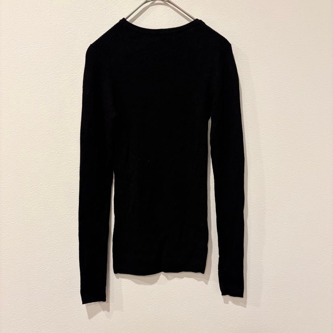 インデックス リブニット 長袖 クルーネック ブラック 黒　M シンプル　無地 6