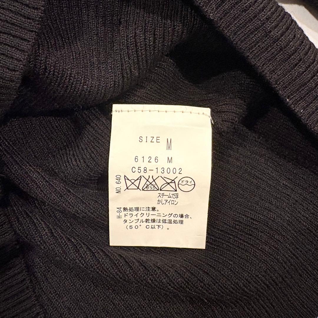 インデックス リブニット 長袖 クルーネック ブラック 黒　M シンプル　無地 7