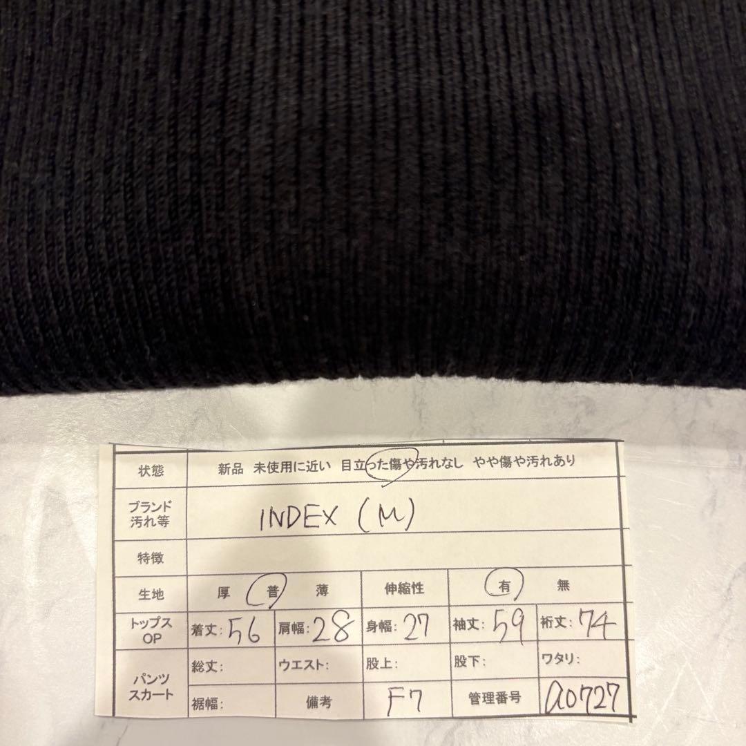 インデックス リブニット 長袖 クルーネック ブラック 黒　M シンプル　無地 8