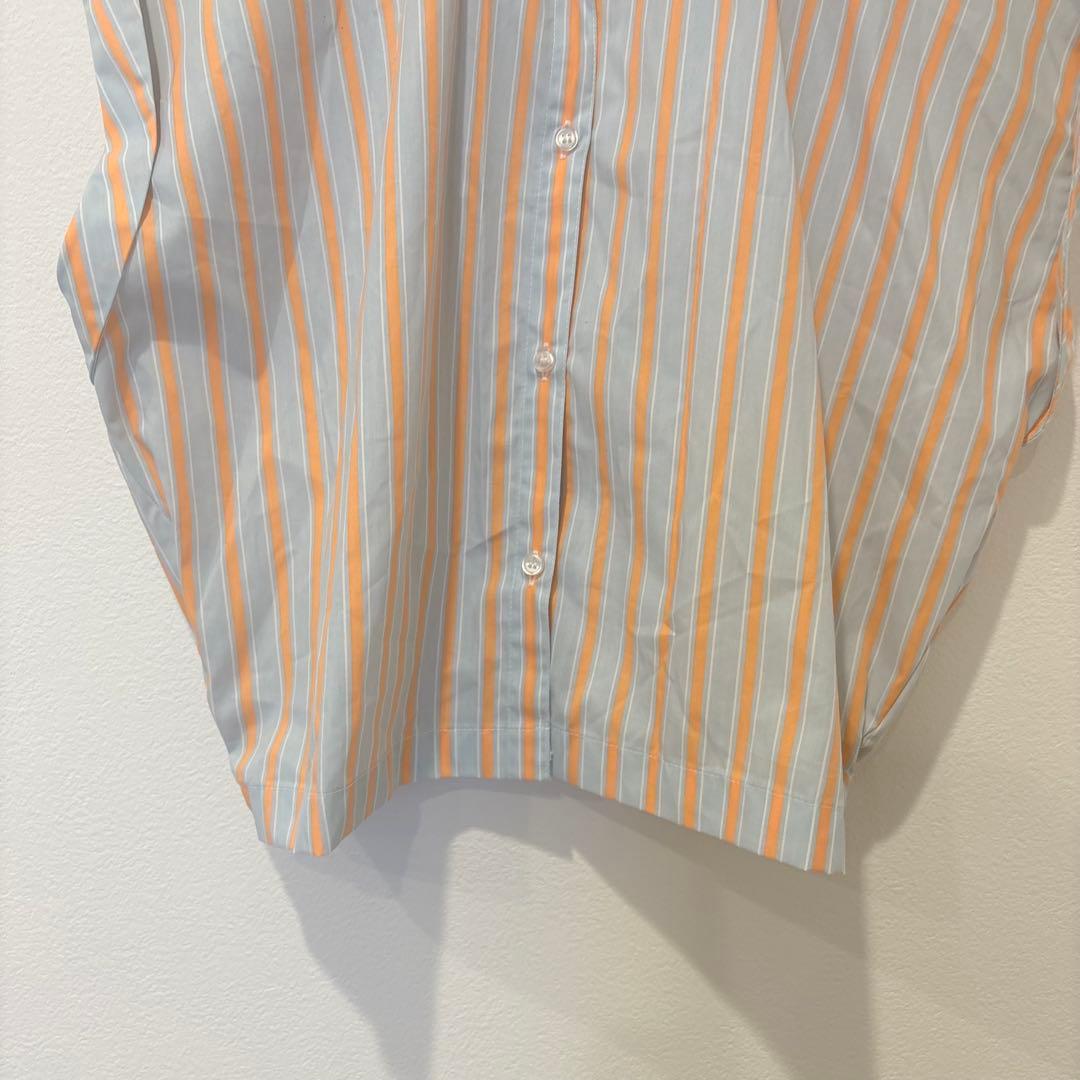 ディスコート ストライプ シャツ ノースリーブ　ブラウス ブルー　オレンジ 4