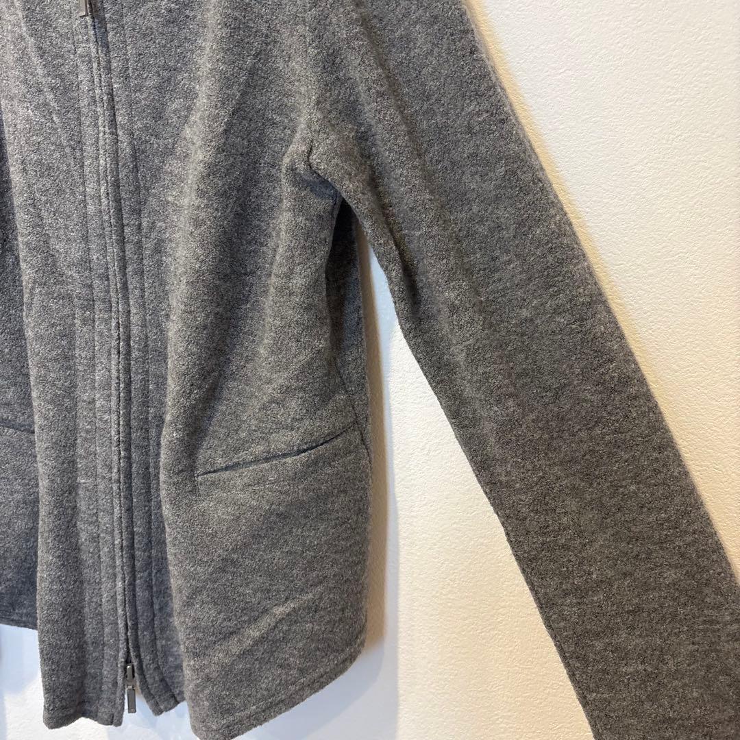 マノマノ ノーカラー ジップカーディガン　ジャケット グレー 灰色　40 ウール 4