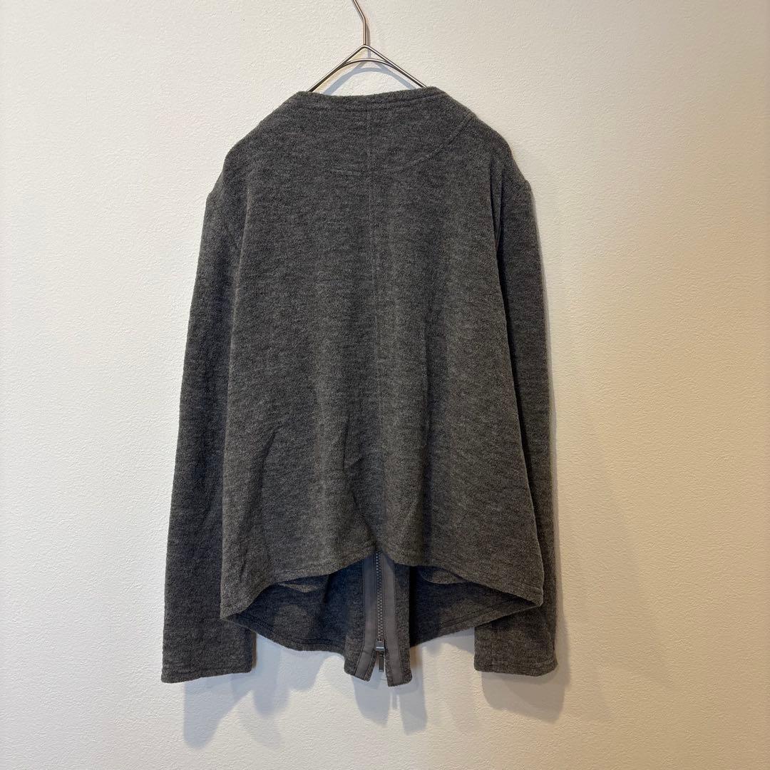 マノマノ ノーカラー ジップカーディガン　ジャケット グレー 灰色　40 ウール 5