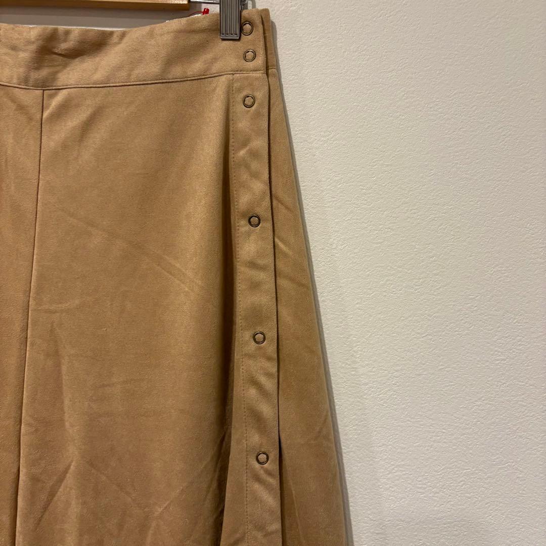 アンドサーチ フレアスカート ロング サイドボタン 茶色　ベージュ　M 4