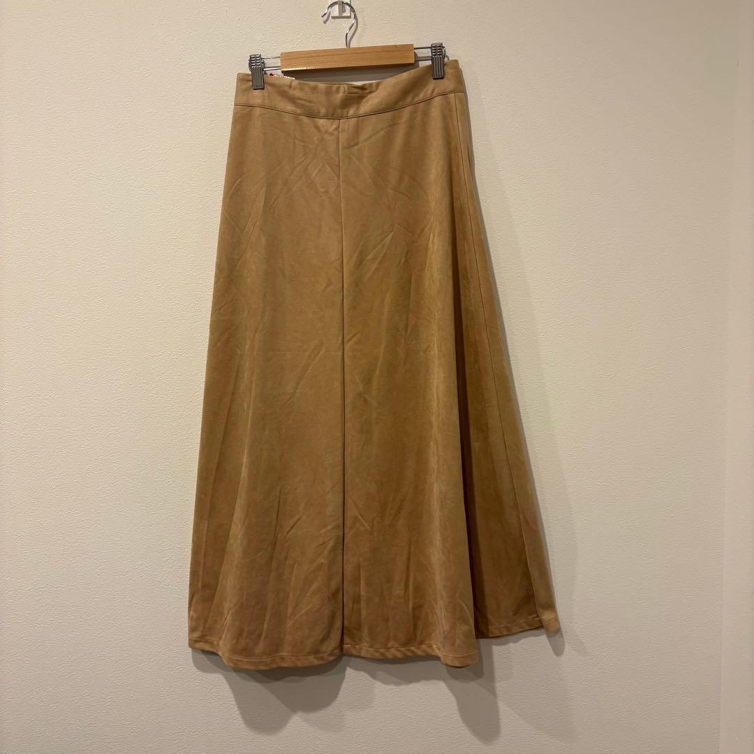 アンドサーチ フレアスカート ロング サイドボタン 茶色　ベージュ　M 5
