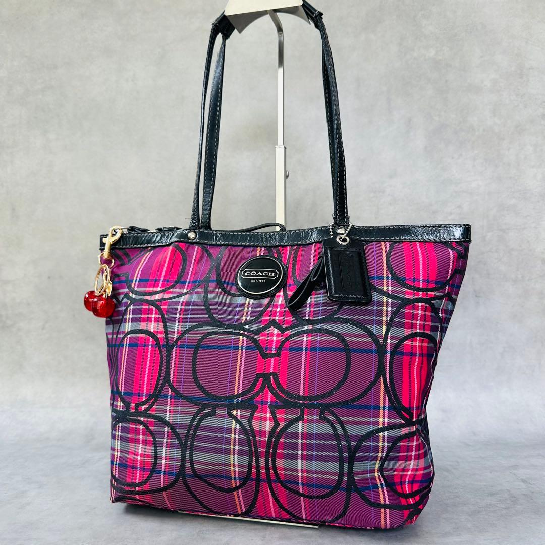 Y2K COACH Poppy Check Tote Bag