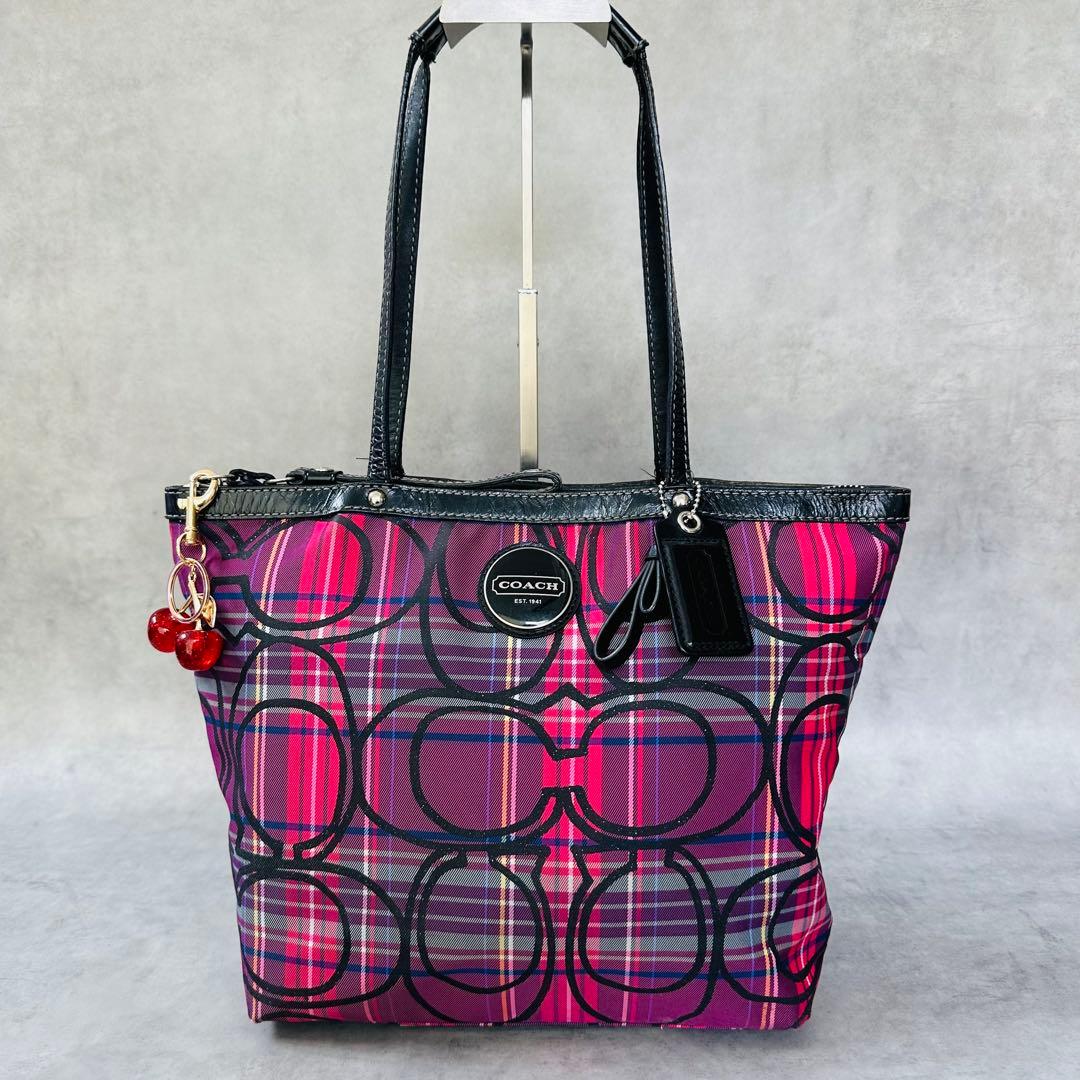 Y2K COACH Poppy Check Tote Bag 2