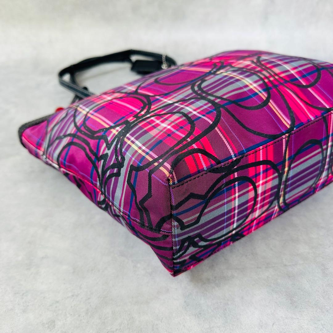 Y2K COACH Poppy Check Tote Bag 8