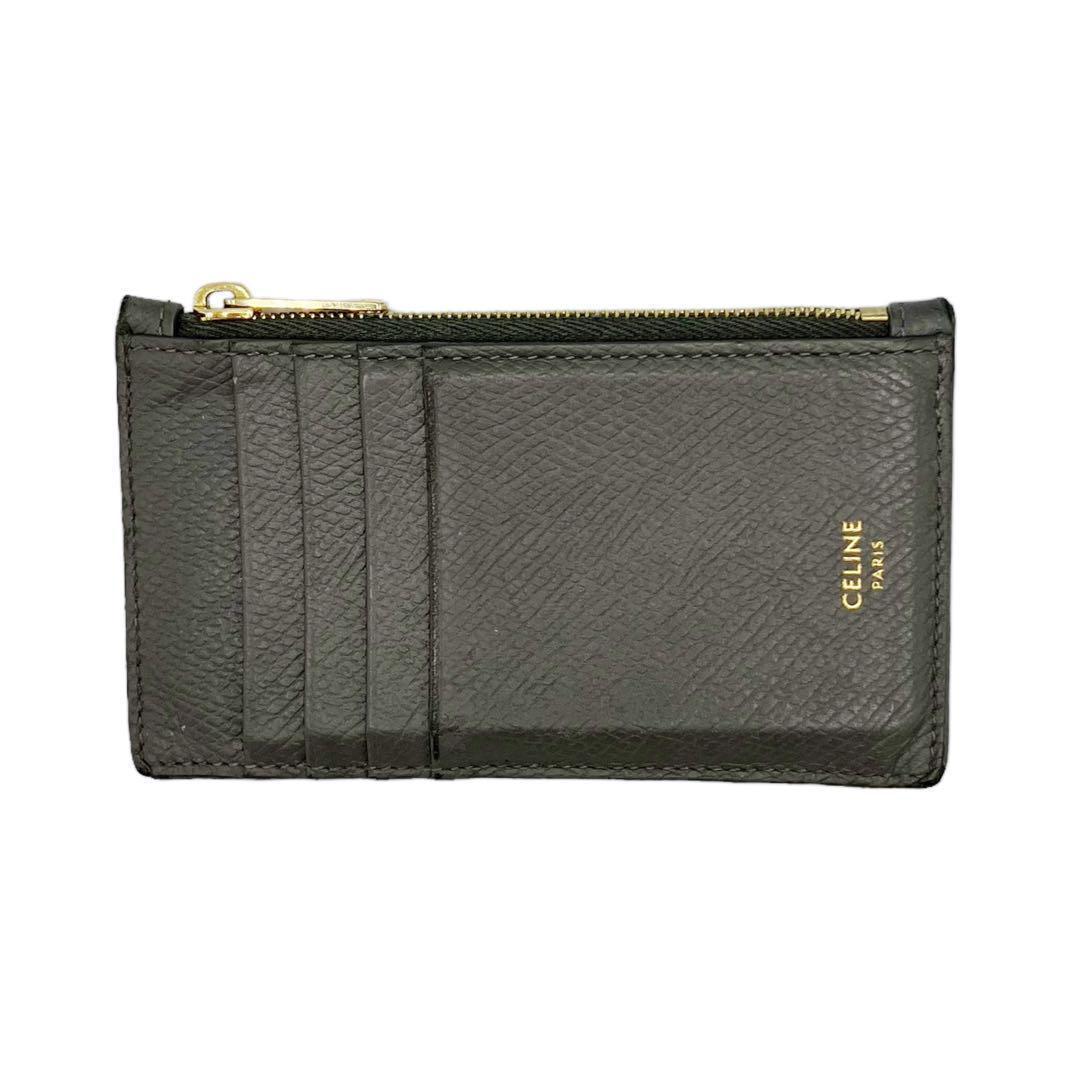 良品✨ セリーヌ ジップ付き コンパクトカードホルダー グレー 2