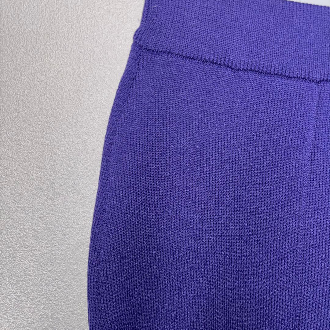 RIVIETTA 紫色 ロングスカート Lサイズワッフル生地厚d671 4