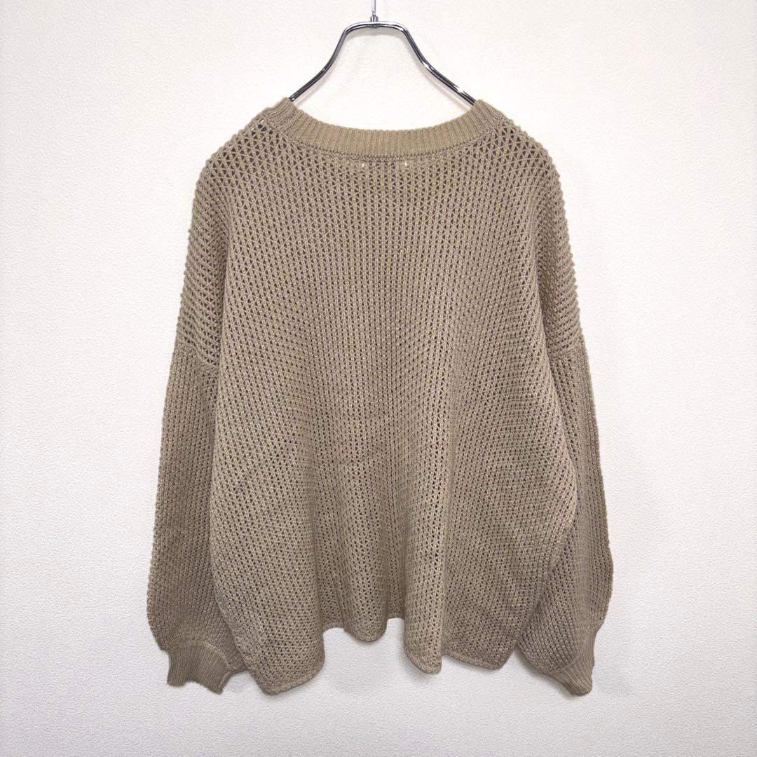 ANDJ 透かし編みメッシュニット Mサイズ ベージュゆったりd669 11