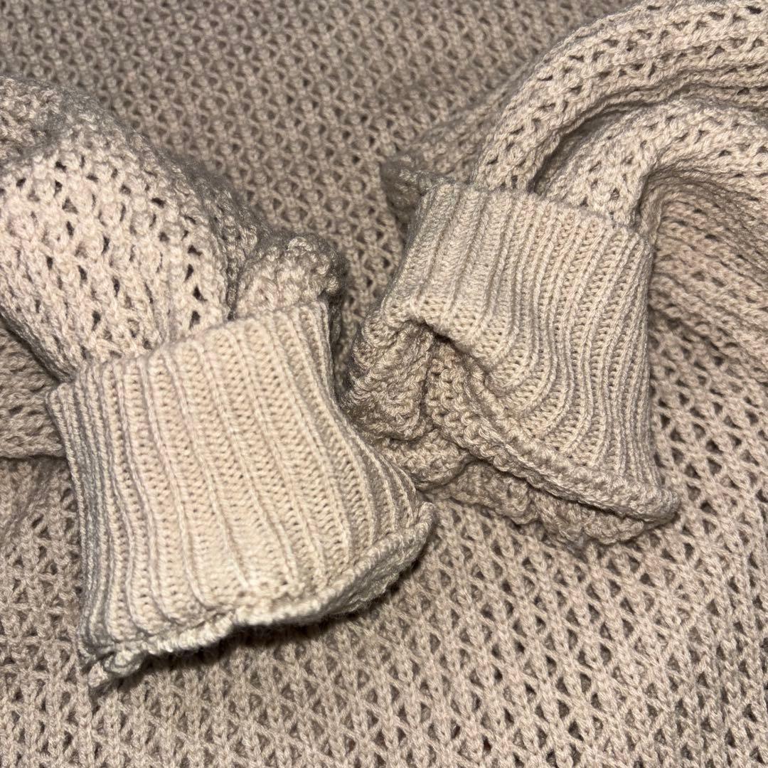 ANDJ 透かし編みメッシュニット Mサイズ ベージュゆったりd669 12