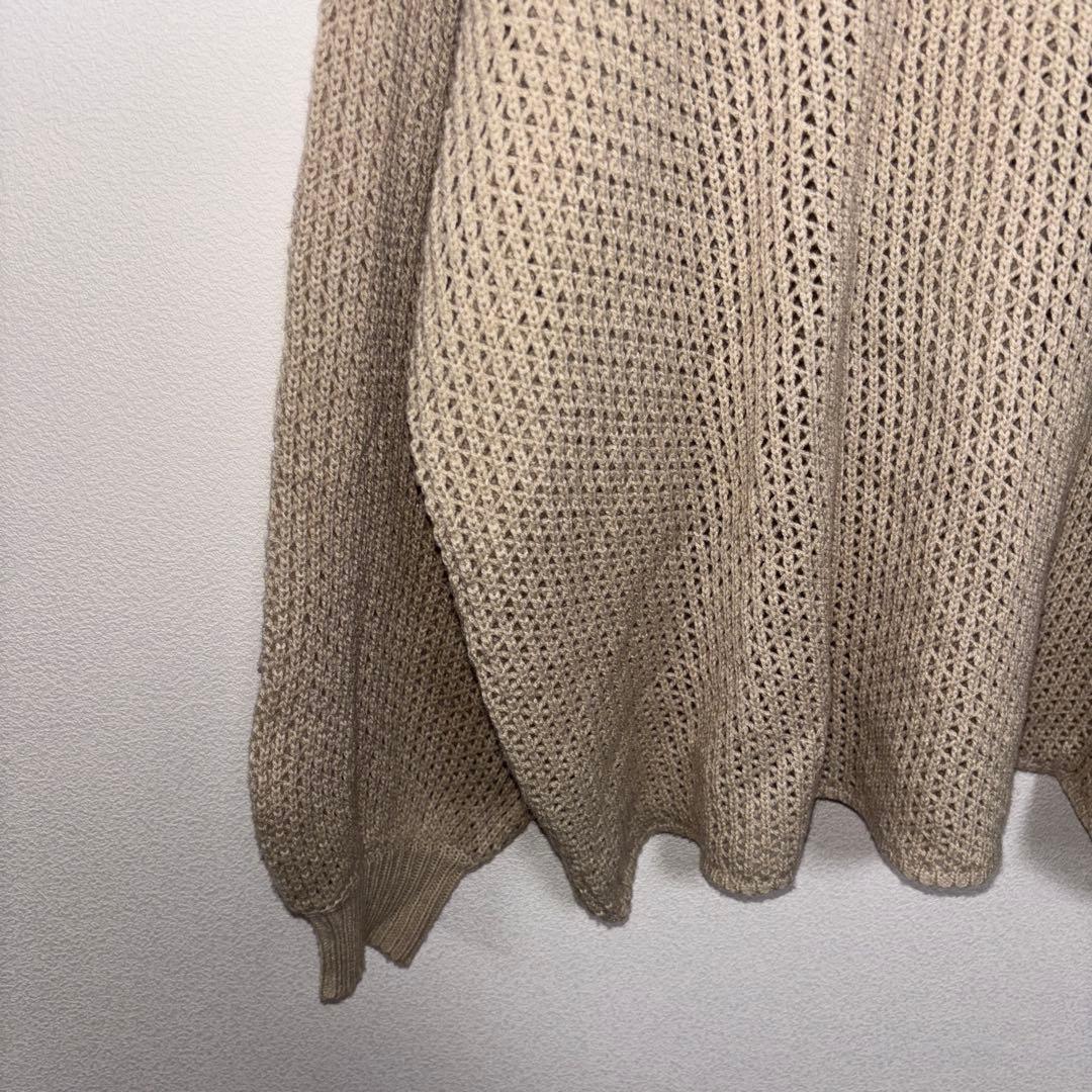 ANDJ 透かし編みメッシュニット Mサイズ ベージュゆったりd669 6