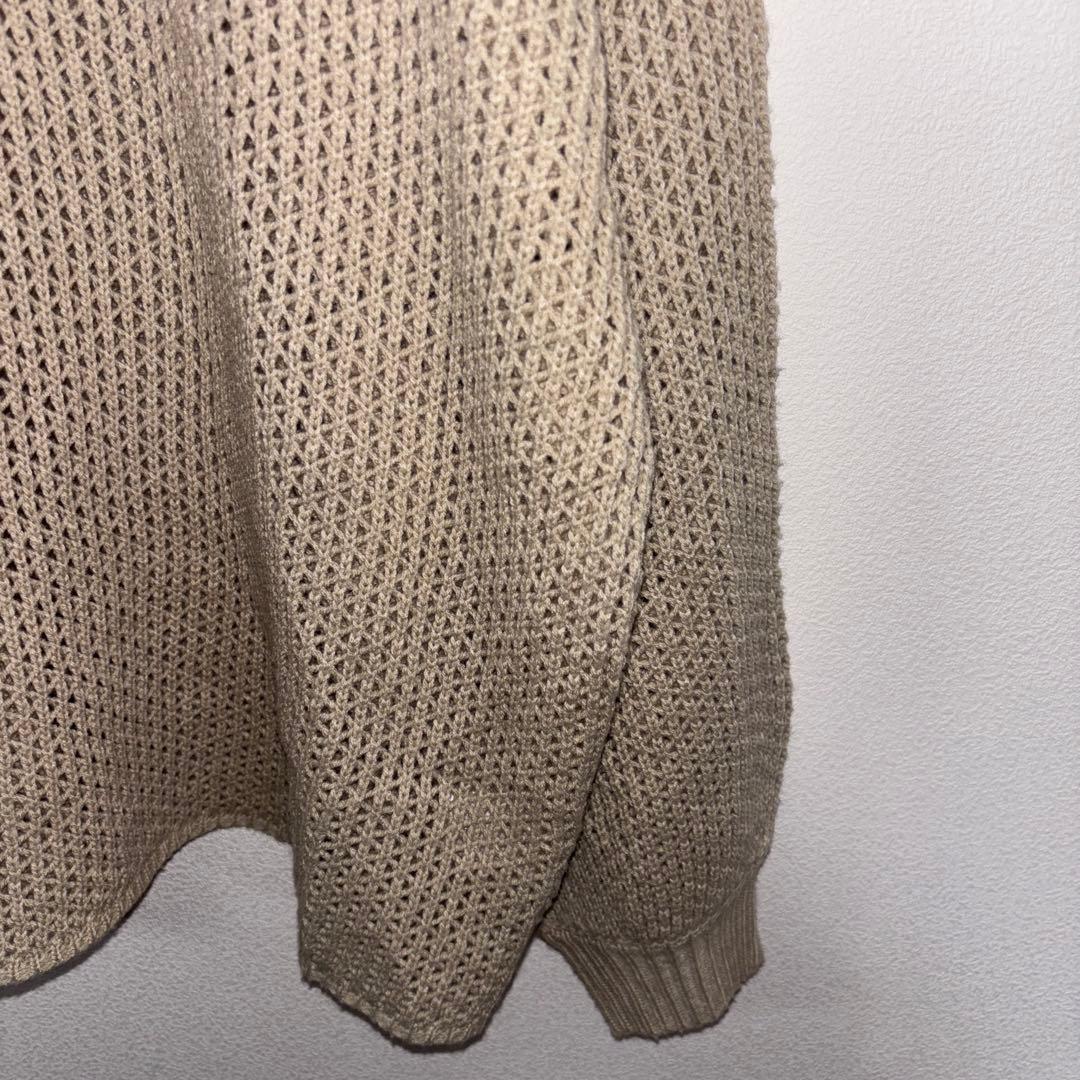 ANDJ 透かし編みメッシュニット Mサイズ ベージュゆったりd669 9