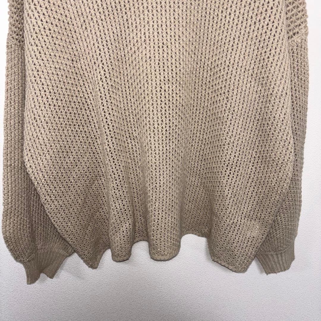 ANDJ 透かし編みメッシュニット Mサイズ ベージュゆったりd669 10