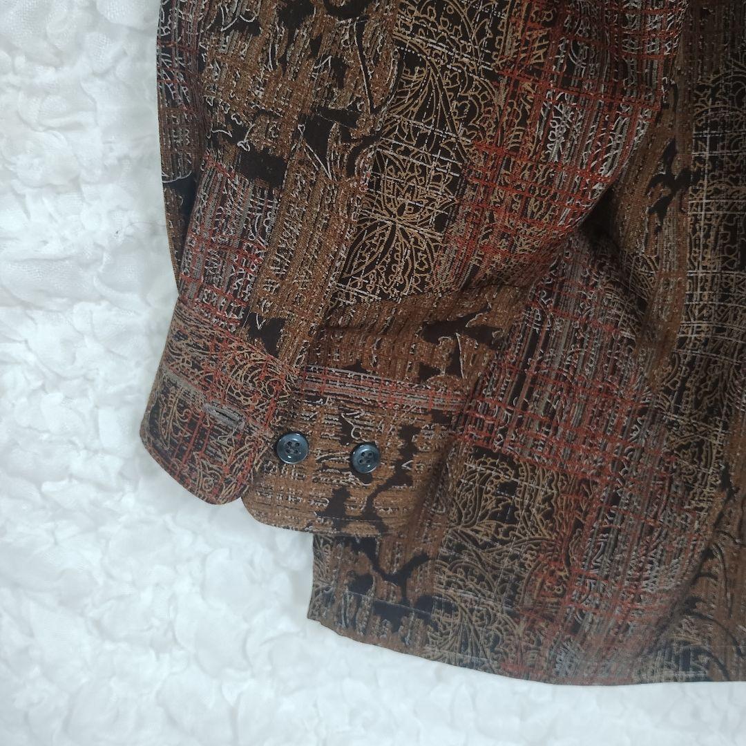 ピエールカルダン ブラウン系総柄 長袖シャツ L シンプル 6