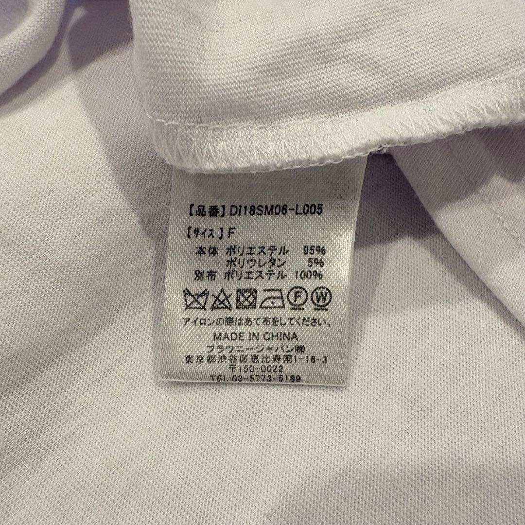 ディスパーク 半袖Tシャツ 異素材 レオパード フリル 白　ホワイト リボン 7