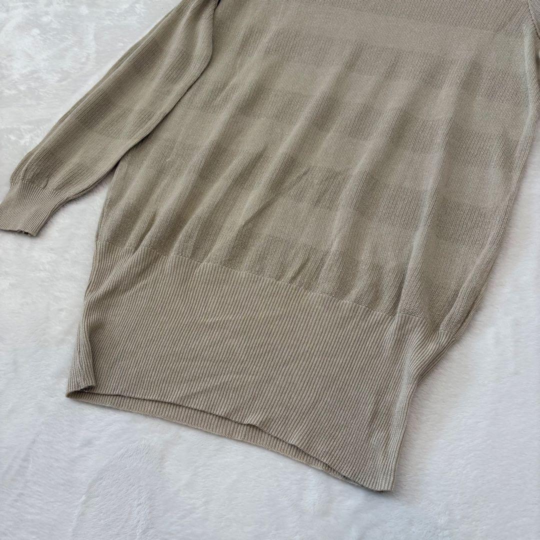 .インディヴィ 長袖ニット　体型カバー ベージュ ストライプ　38 おしゃれ 5