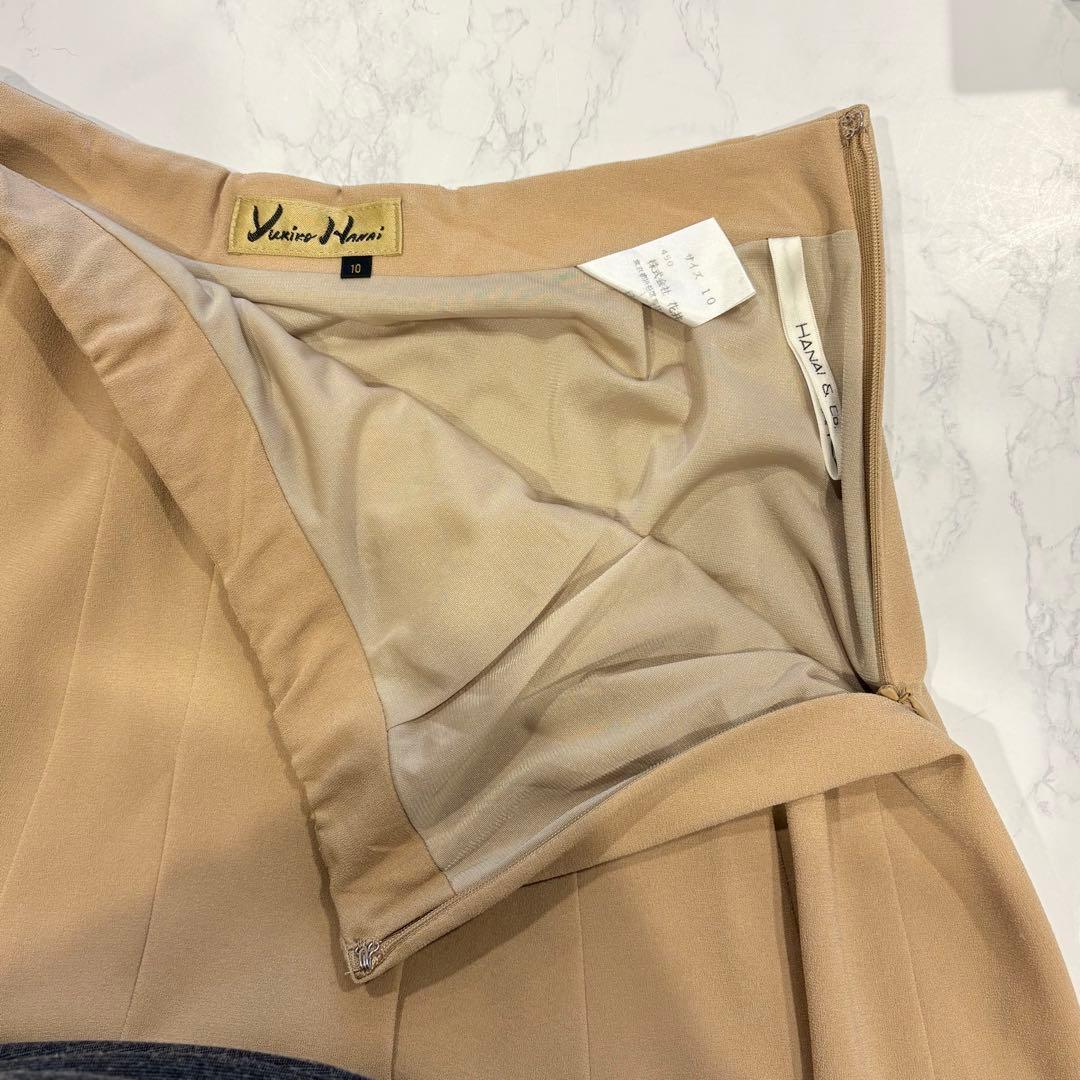 ハナイアンドコー　フレア スカート ひざ丈 ベージュ 10 M 上品 きれいめ 5