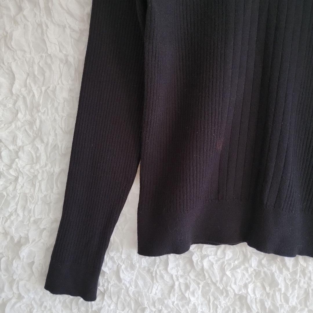 【ロペピクニック】黒 Vネック リブ編み 長袖ニット 3