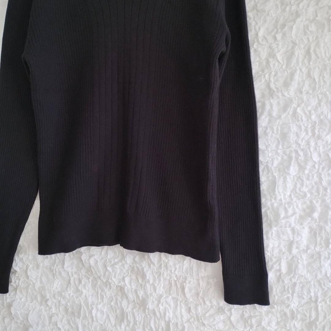 【ロペピクニック】黒 Vネック リブ編み 長袖ニット 5