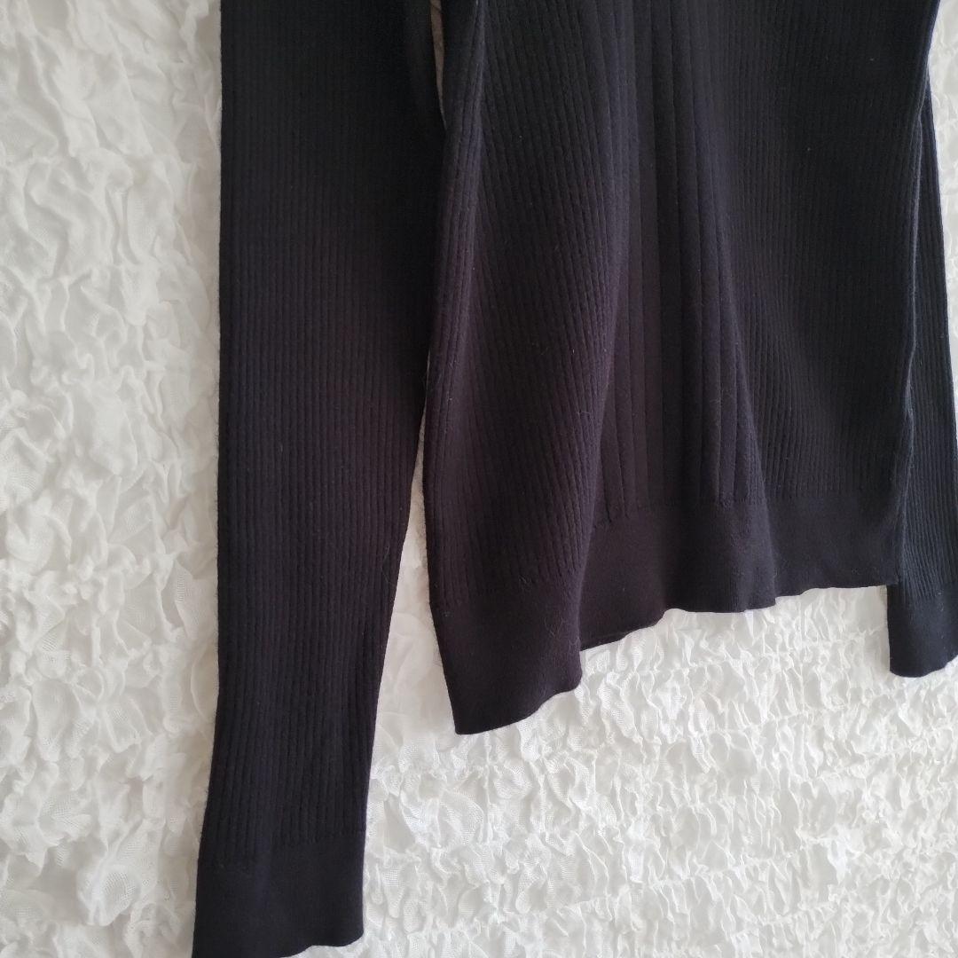 【ロペピクニック】黒 Vネック リブ編み 長袖ニット 7