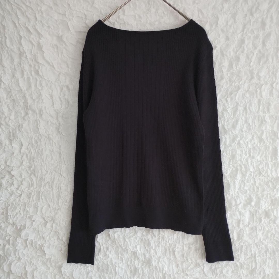 【ロペピクニック】黒 Vネック リブ編み 長袖ニット 8