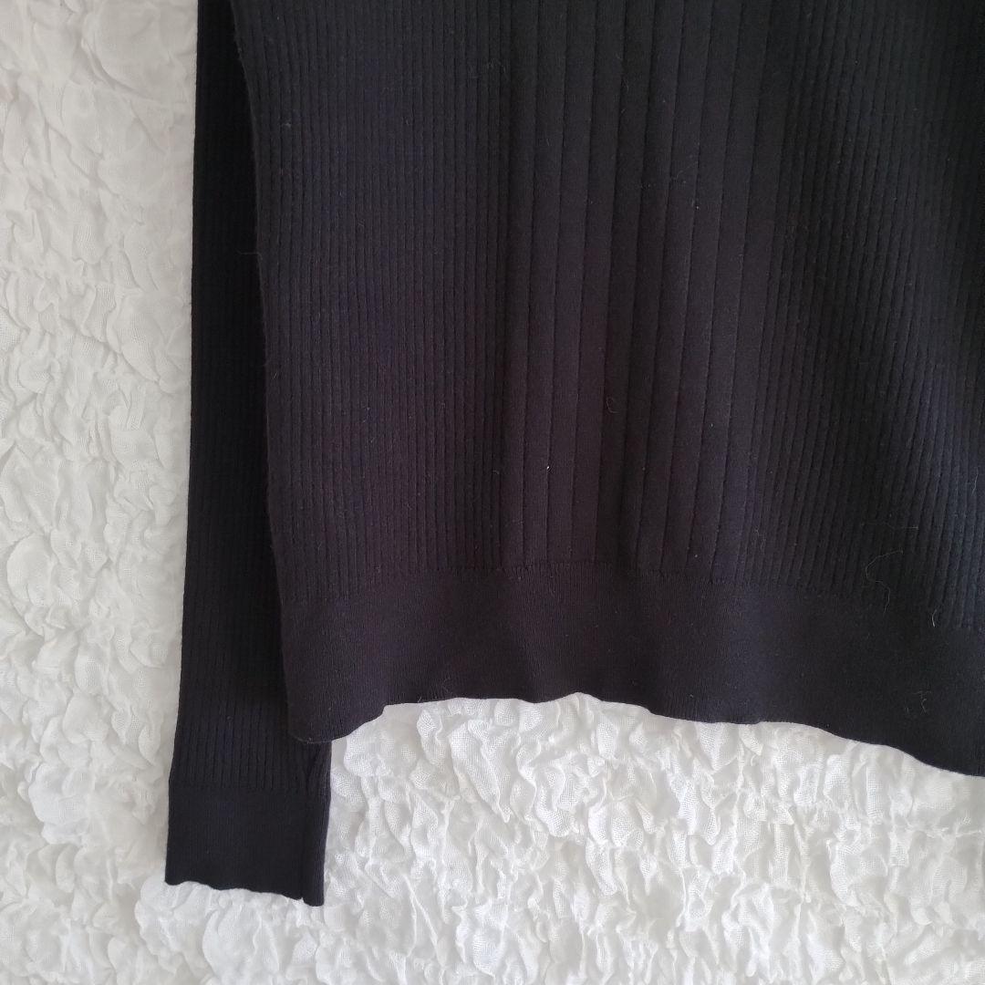 【ロペピクニック】黒 Vネック リブ編み 長袖ニット 9