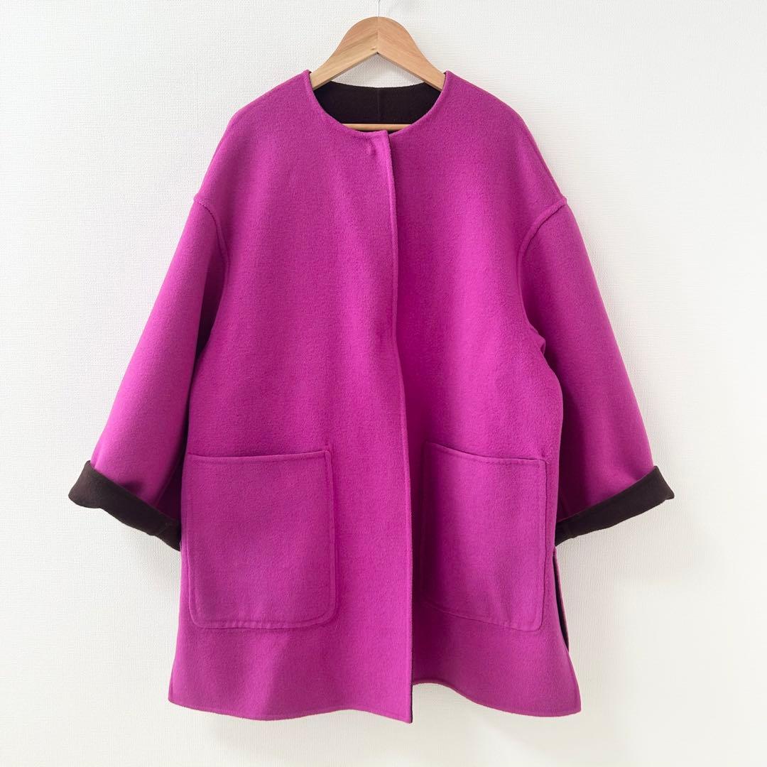 美品✨ユナイテッドアローズ　UBCB リバー バイカラーコート　ピンク×ブラウン 3