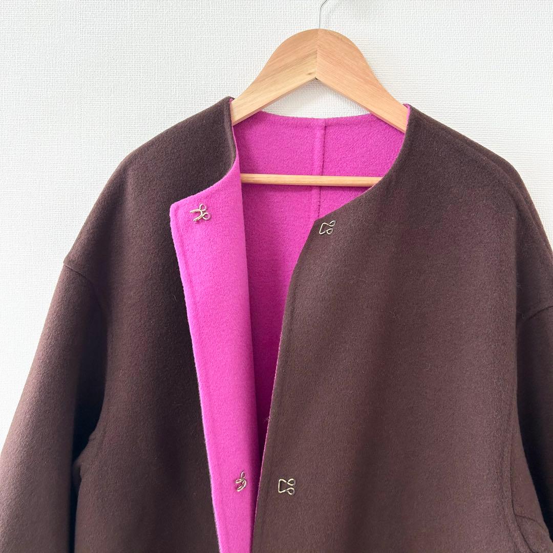 美品✨ユナイテッドアローズ　UBCB リバー バイカラーコート　ピンク×ブラウン 5