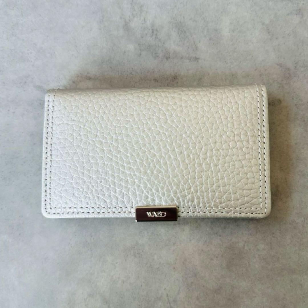 WAKO 名刺入れ　カードケース　メタルロゴ　レザー　シルバー