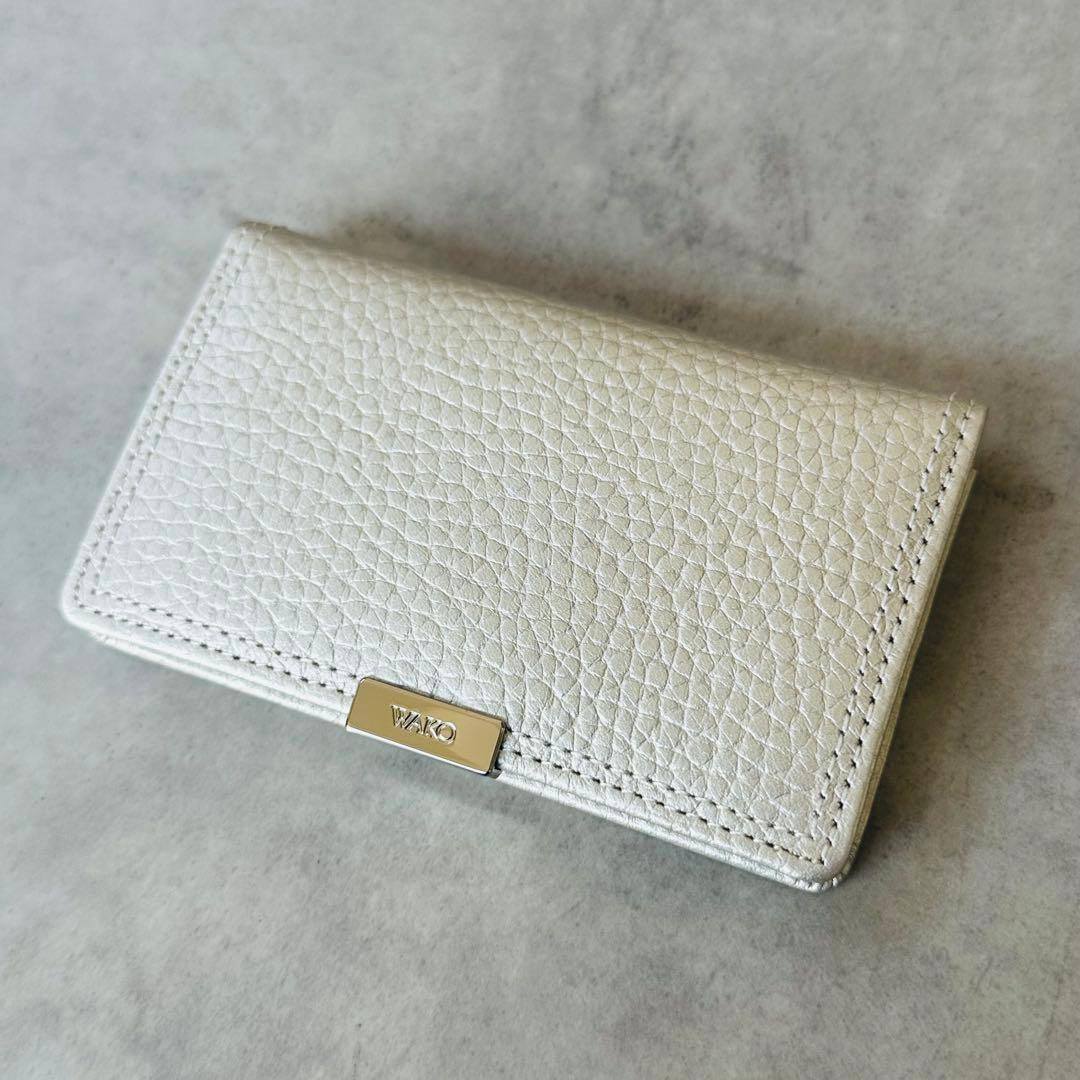 WAKO 名刺入れ　カードケース　メタルロゴ　レザー　シルバー 3