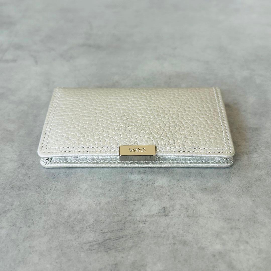 WAKO 名刺入れ　カードケース　メタルロゴ　レザー　シルバー 4