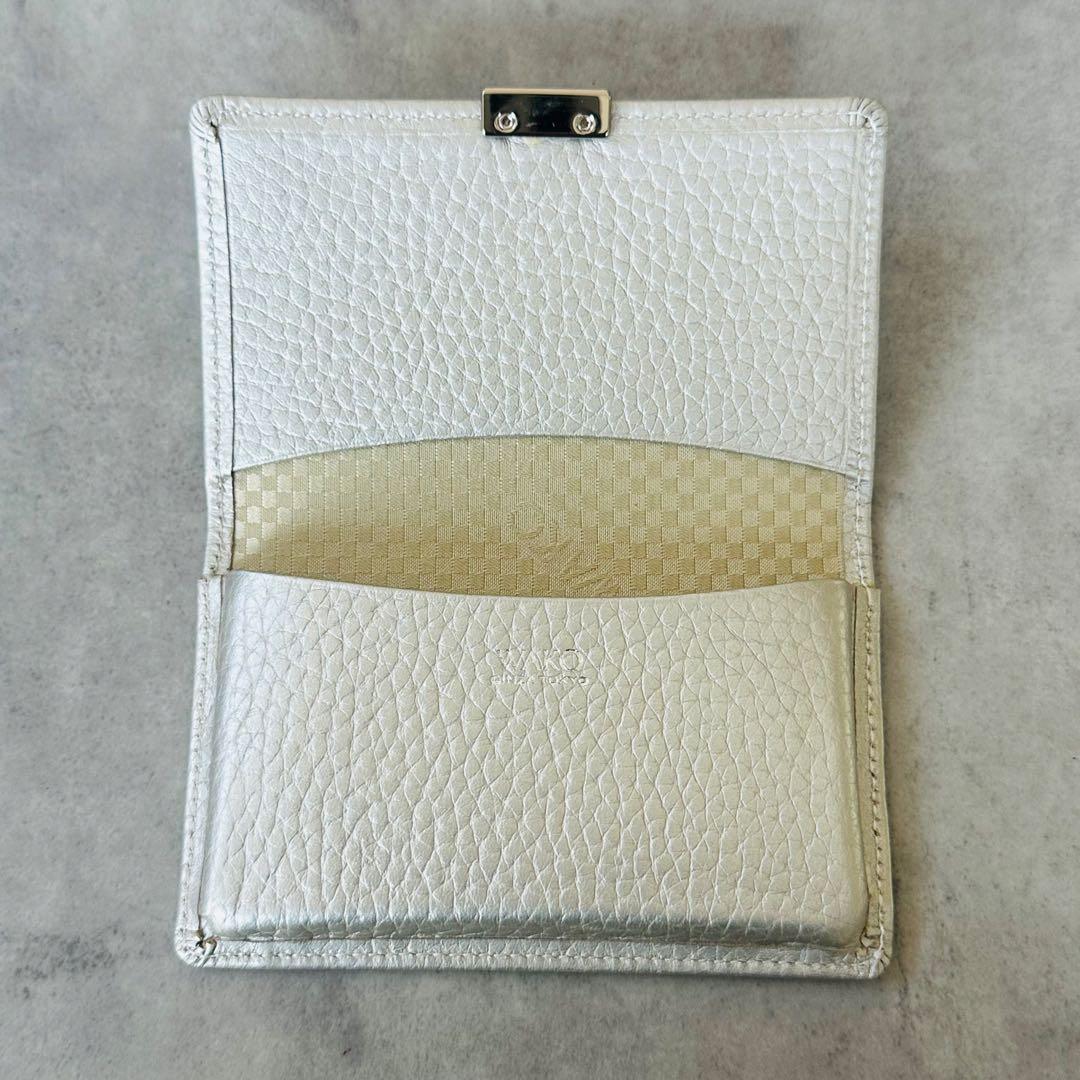 WAKO 名刺入れ　カードケース　メタルロゴ　レザー　シルバー 8