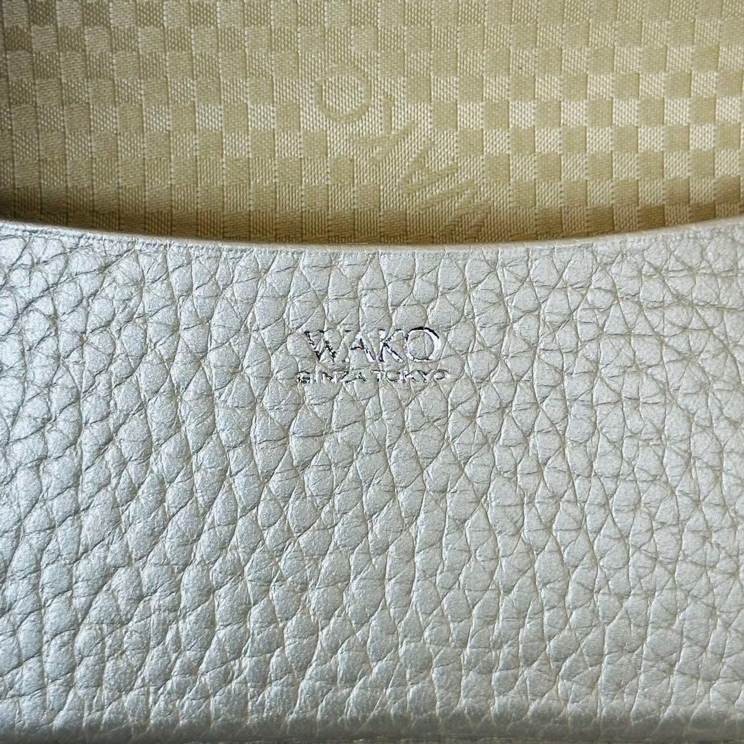 WAKO 名刺入れ　カードケース　メタルロゴ　レザー　シルバー 9