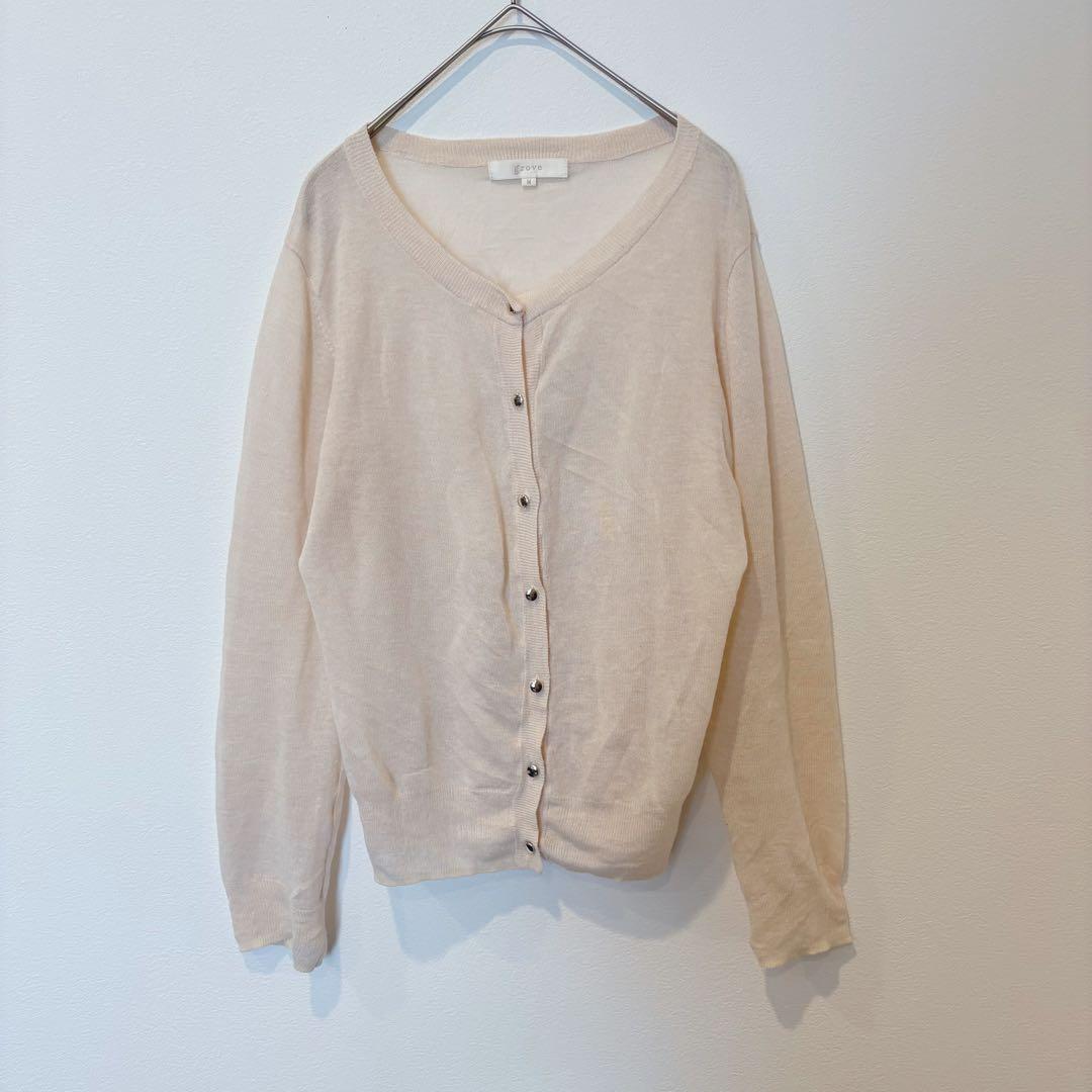 グローブ カーディガン ベージュ M きれいめ シンプル 羽織り　前ボタン