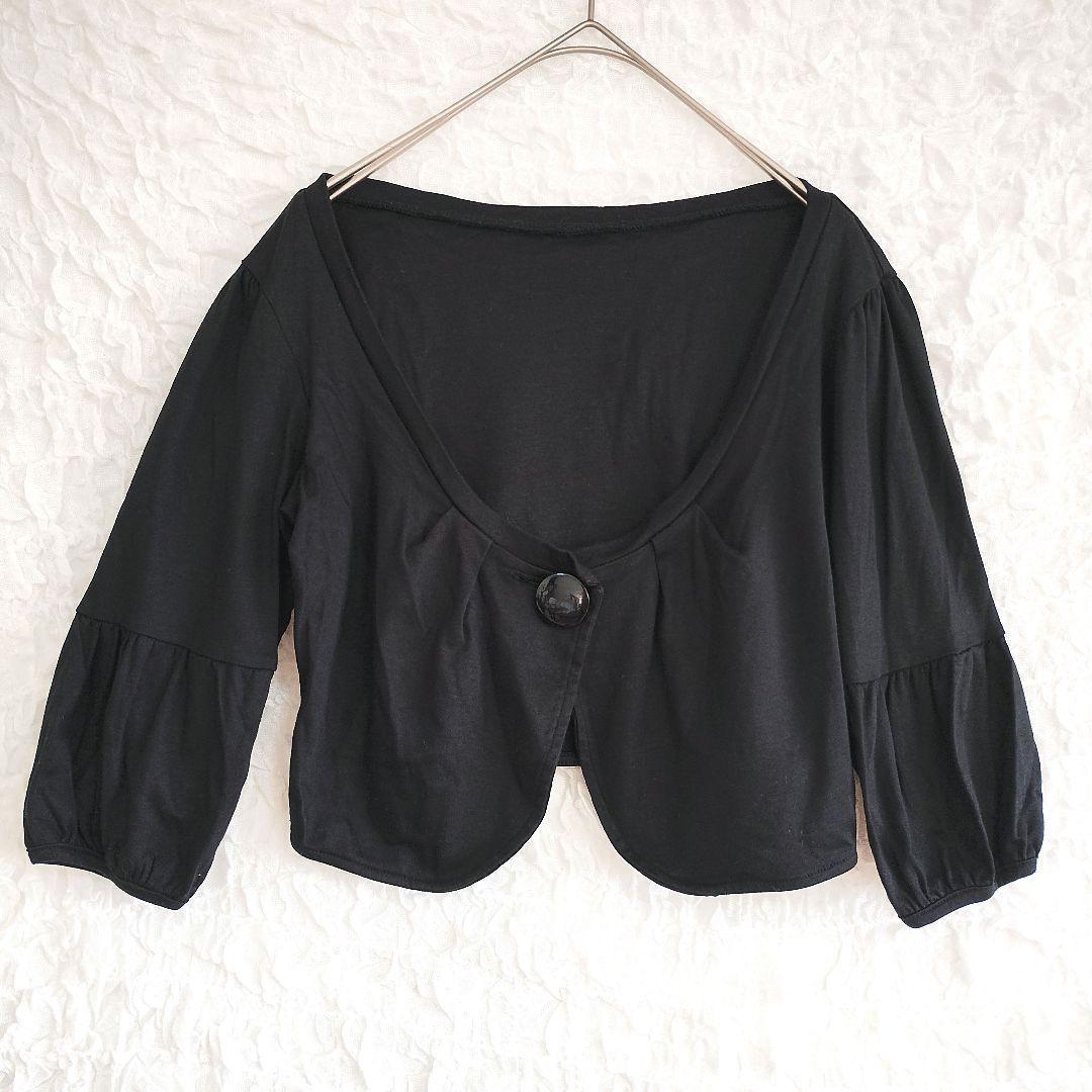 ペイトンプレイス ブラック 五分袖 ボレロ 可愛い ボタン カジュアル オフィス