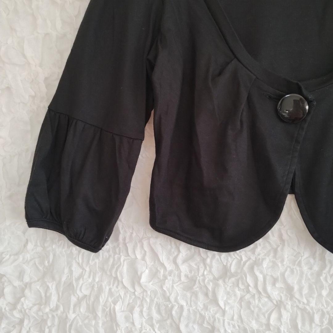 ペイトンプレイス ブラック 五分袖 ボレロ 可愛い ボタン カジュアル オフィス 3