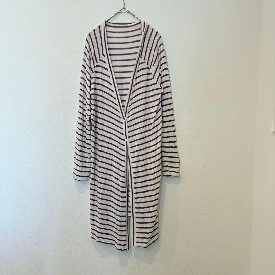 アーバンリサーチ ロングカーディガン ボーダー 白　ホワイト　赤　フリーサイズ