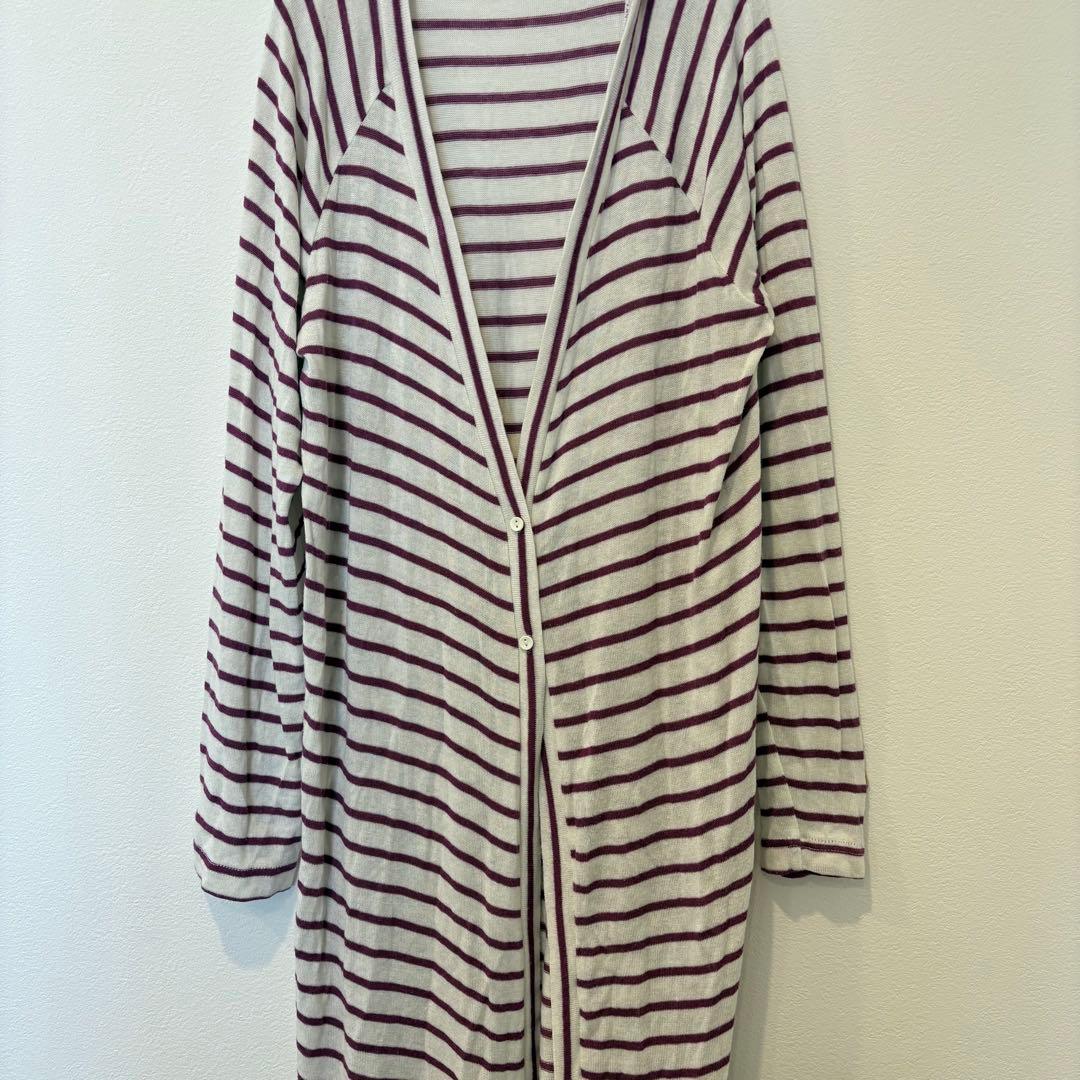 アーバンリサーチ ロングカーディガン ボーダー 白　ホワイト　赤　フリーサイズ 3